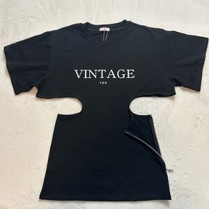 Black Vintage Cut-Out T-Shirt